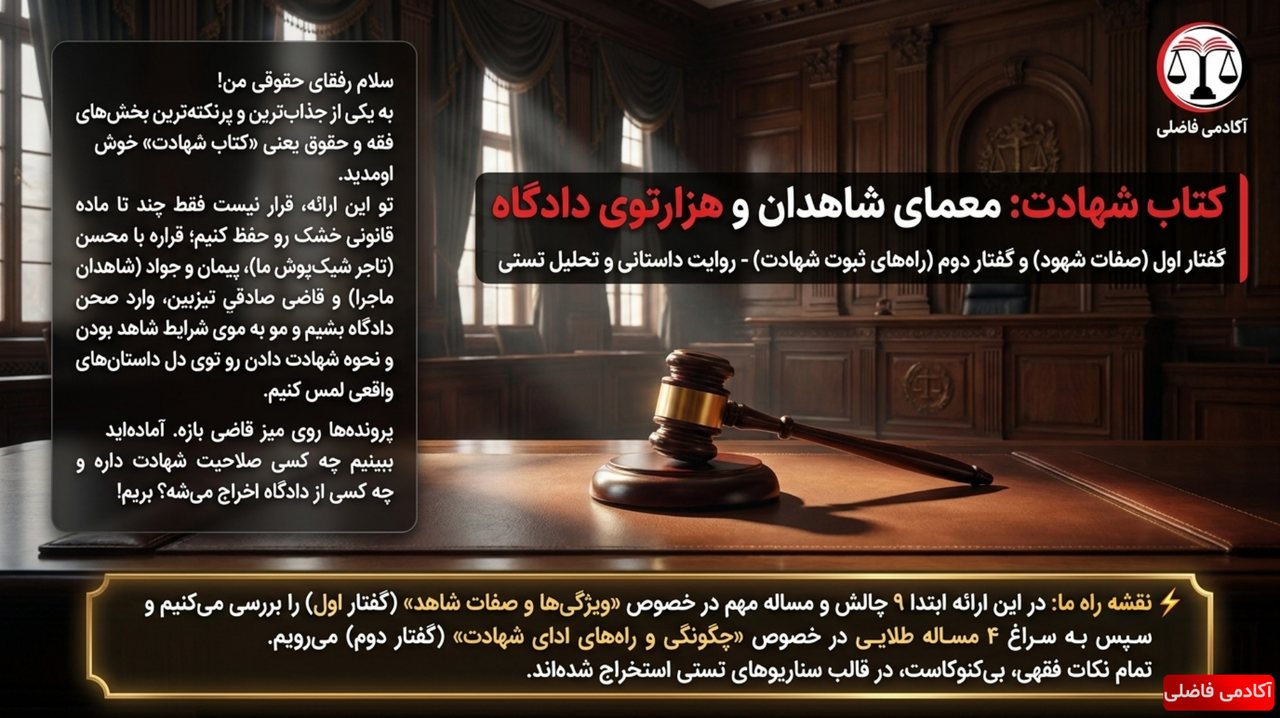 نمونه جزوه فقه وکالت — متون فقه — کتاب شهادات: معمای شاهدان