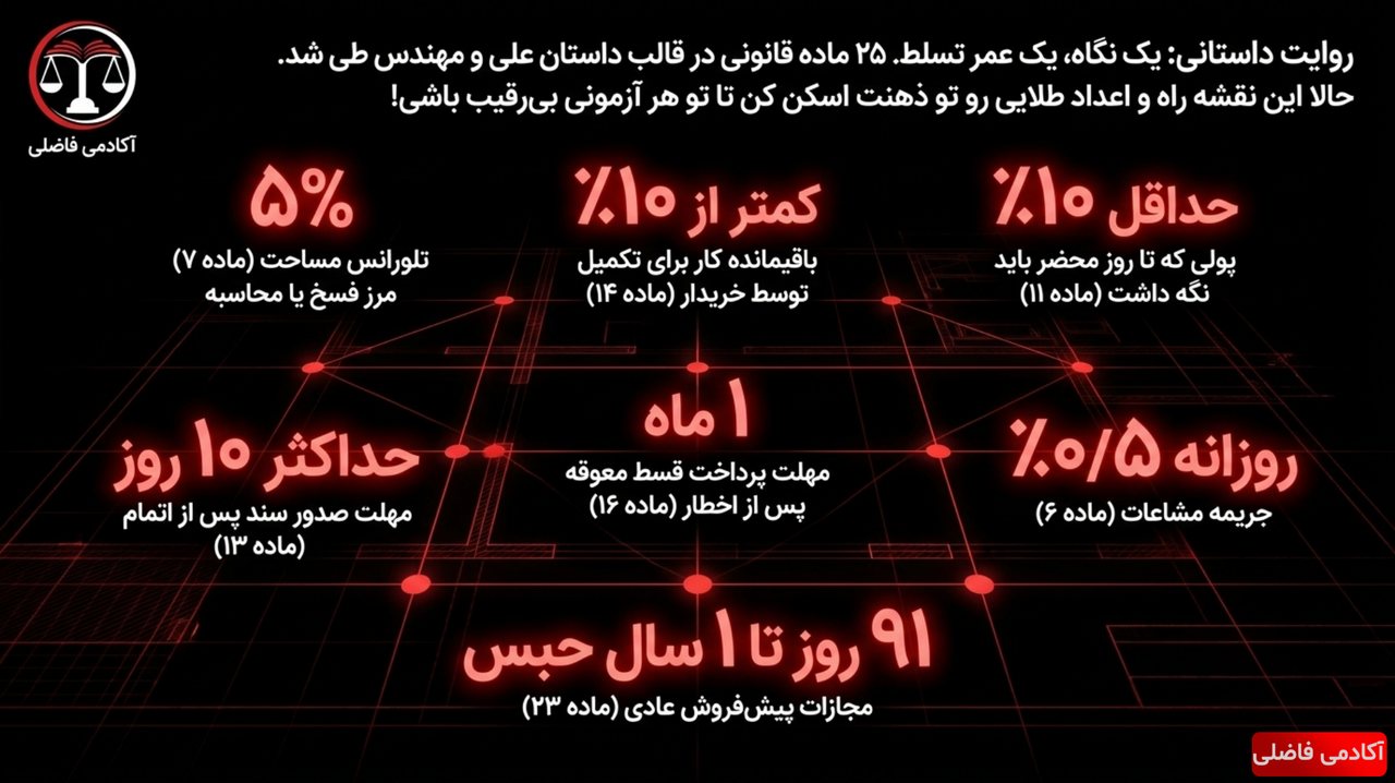 نمونه جزوه قوانین خاص — پیش‌فروش ساختمان — عددها و مجازات‌ها